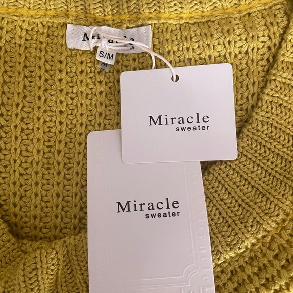 NWT Miracle open knit long mini balloon sleeves mustard sweater. Size S/M - Picture 7 of 7